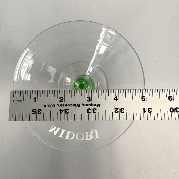 Midori Martini Glass Set of 2 Glasses Green Bubble Stem Melonball Logo - Picture 7 of 8